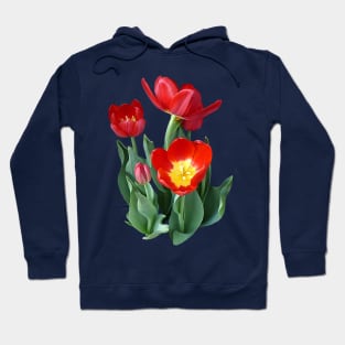 Bright Red Tulips Hoodie